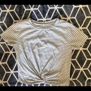 SHEIN grey and white stripped shirt